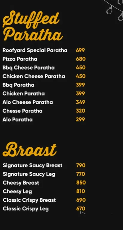 Roof Yard menu, page 5