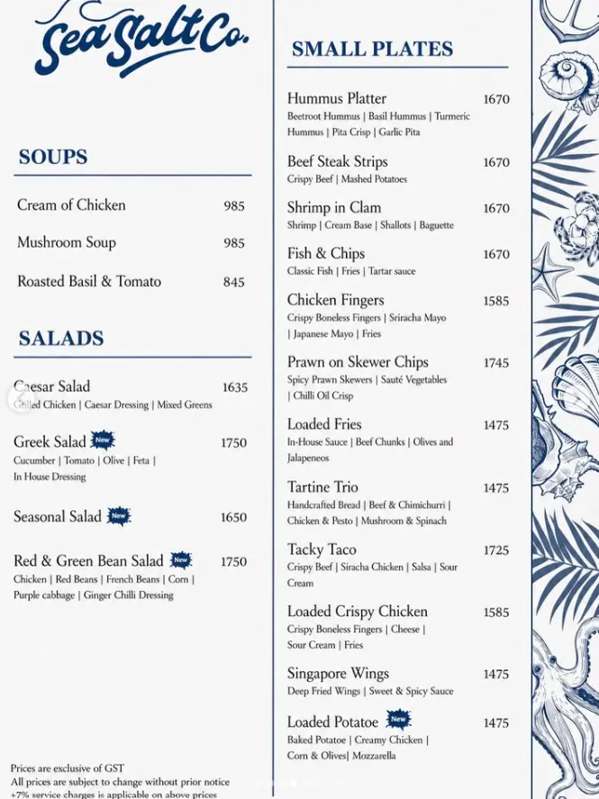 Sea Salt co menu, page 3