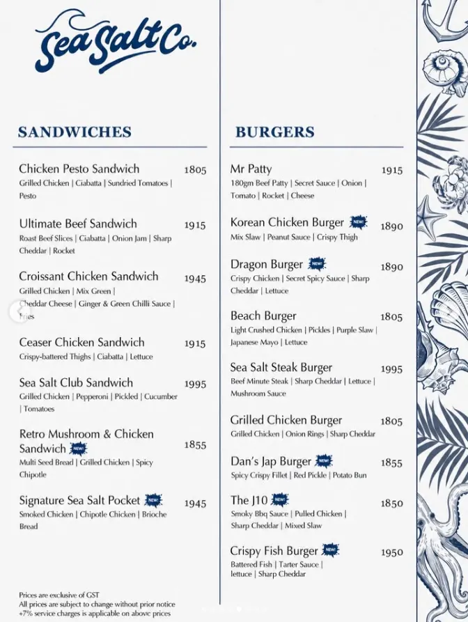 Sea Salt co menu, page 4