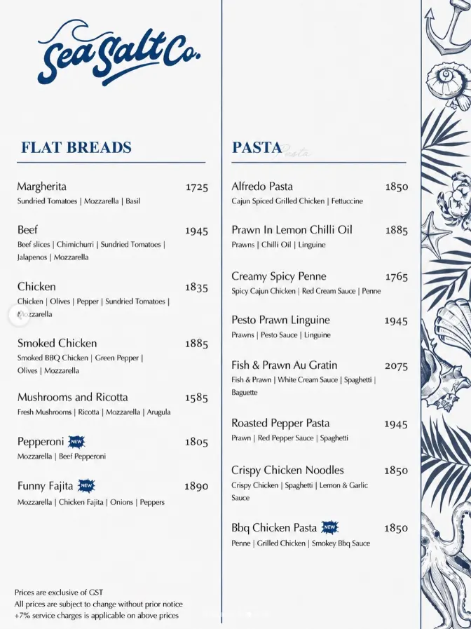 Sea Salt co menu, page 5