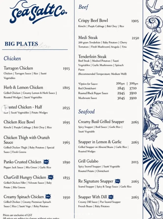 Sea Salt co menu, page 6