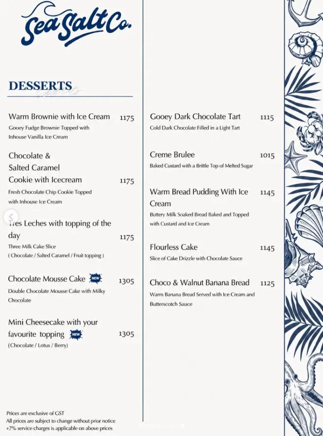 Sea Salt co menu, page 7