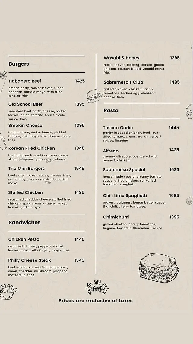 SOBREMESA menu, page 2