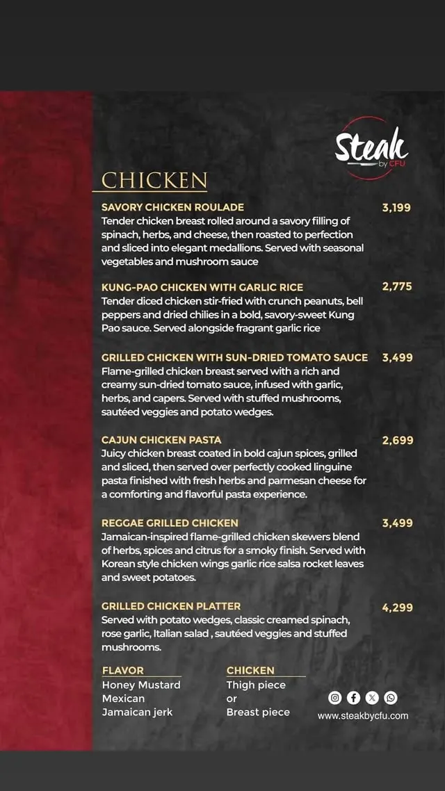 Steak By CFU menu, page 2