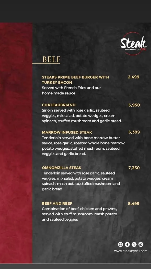 Steak By CFU menu, page 4