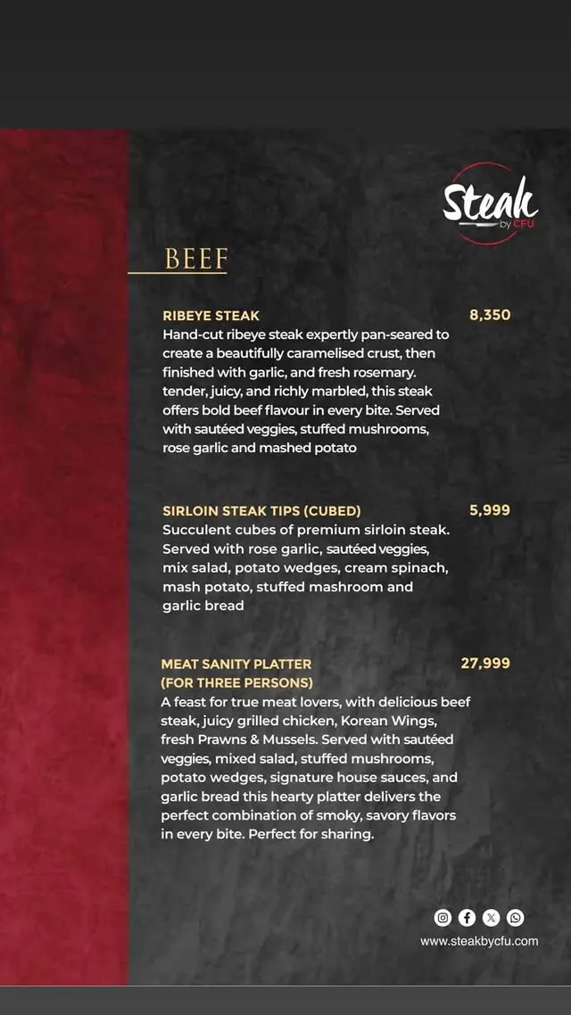 Steak By CFU menu, page 5