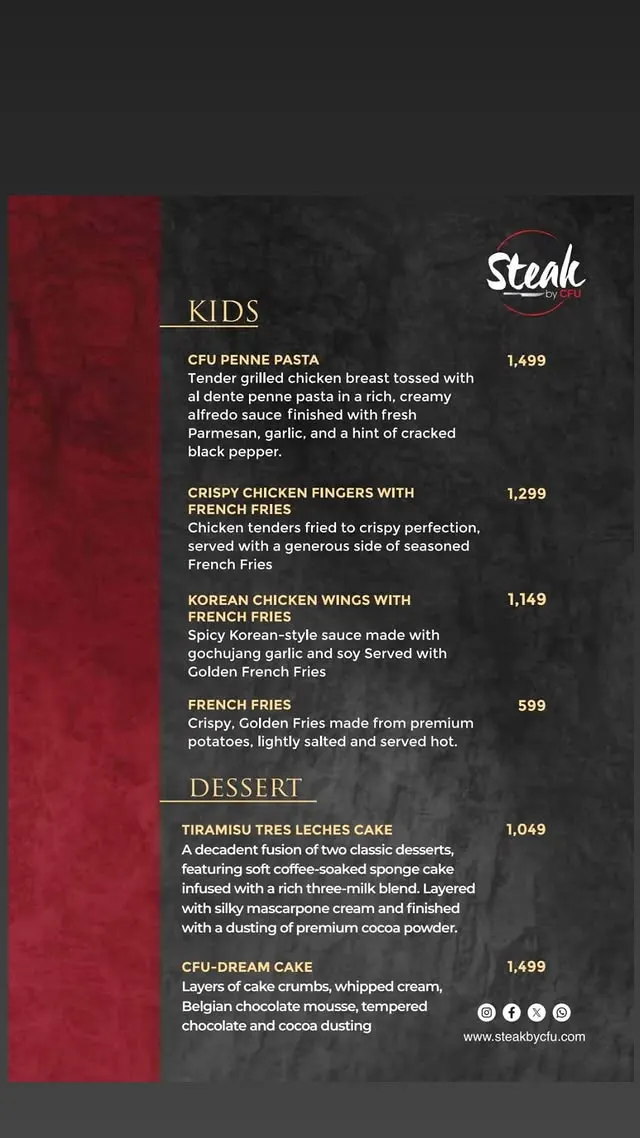 Steak By CFU menu, page 7