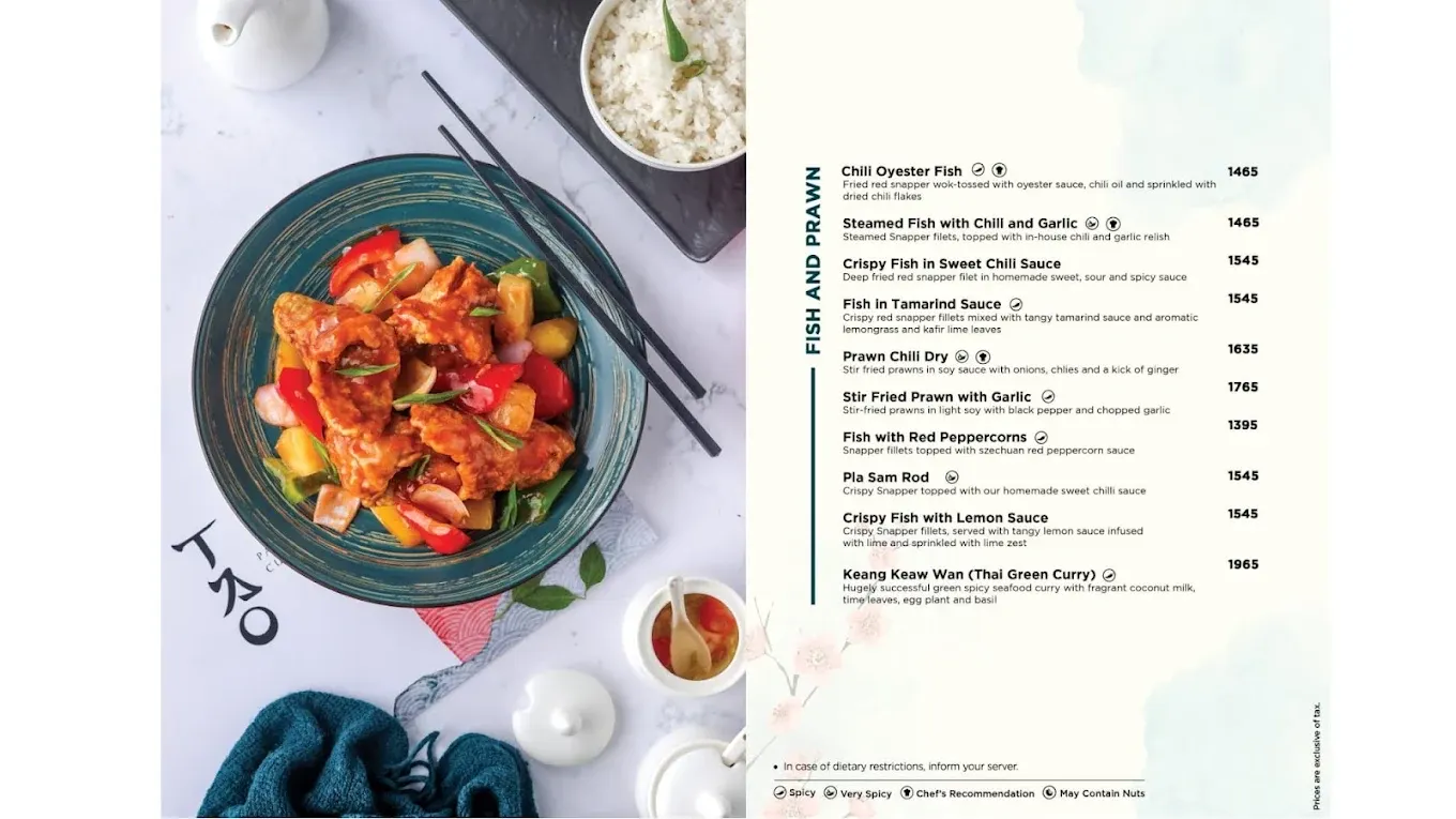 TAO - Pan Asian menu, page 1