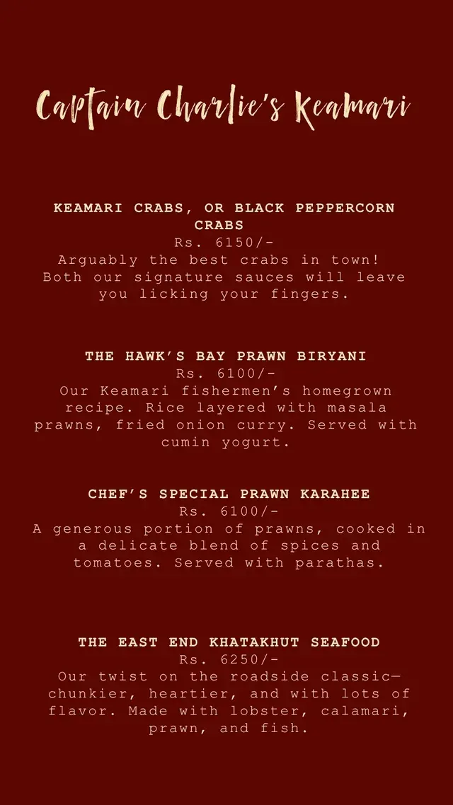 The East End menu, page 2