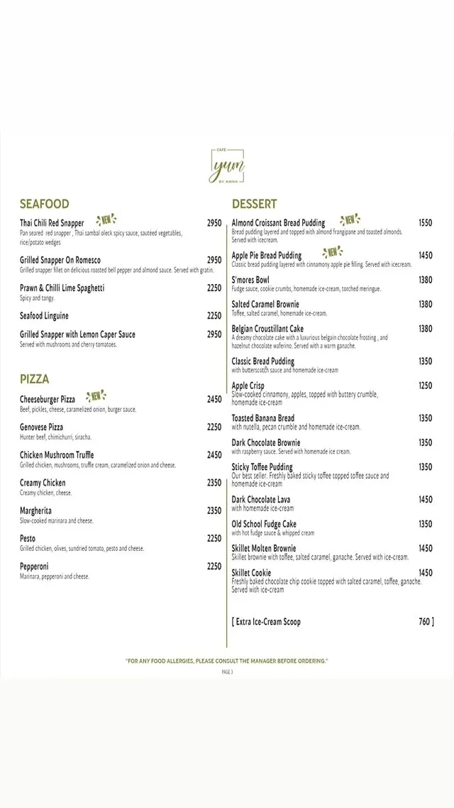 Yum by Amna Cafe menu, page 5