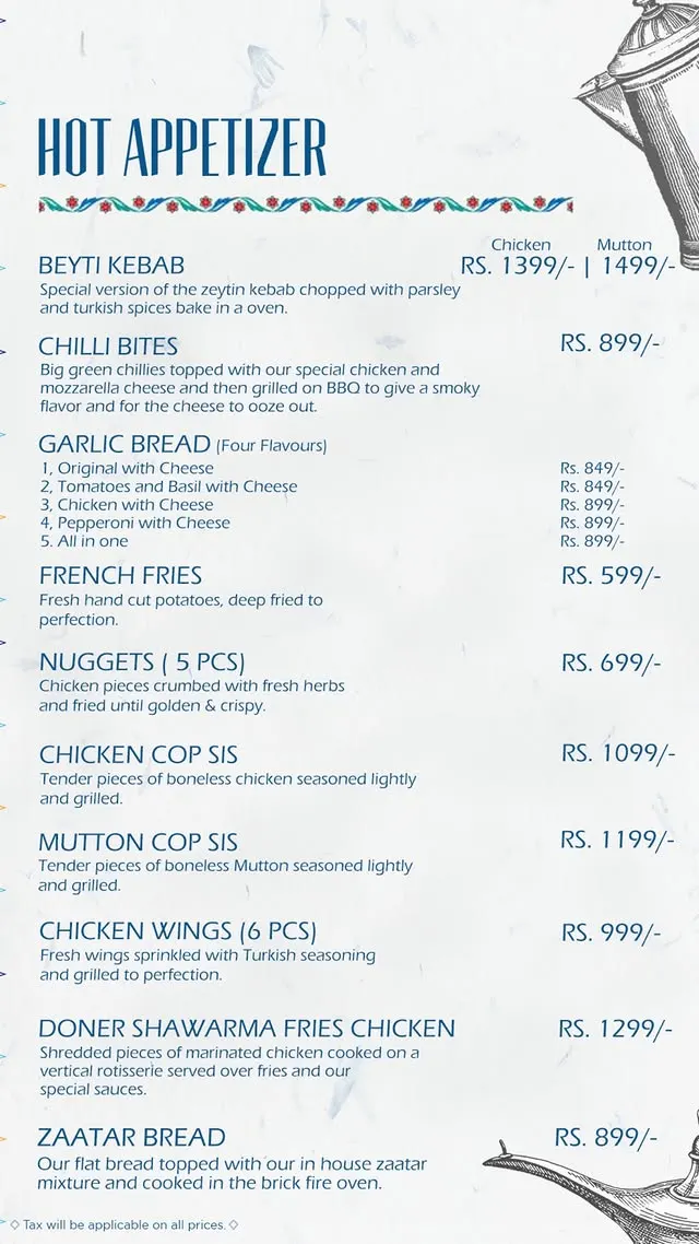 Zeytin menu, page 1