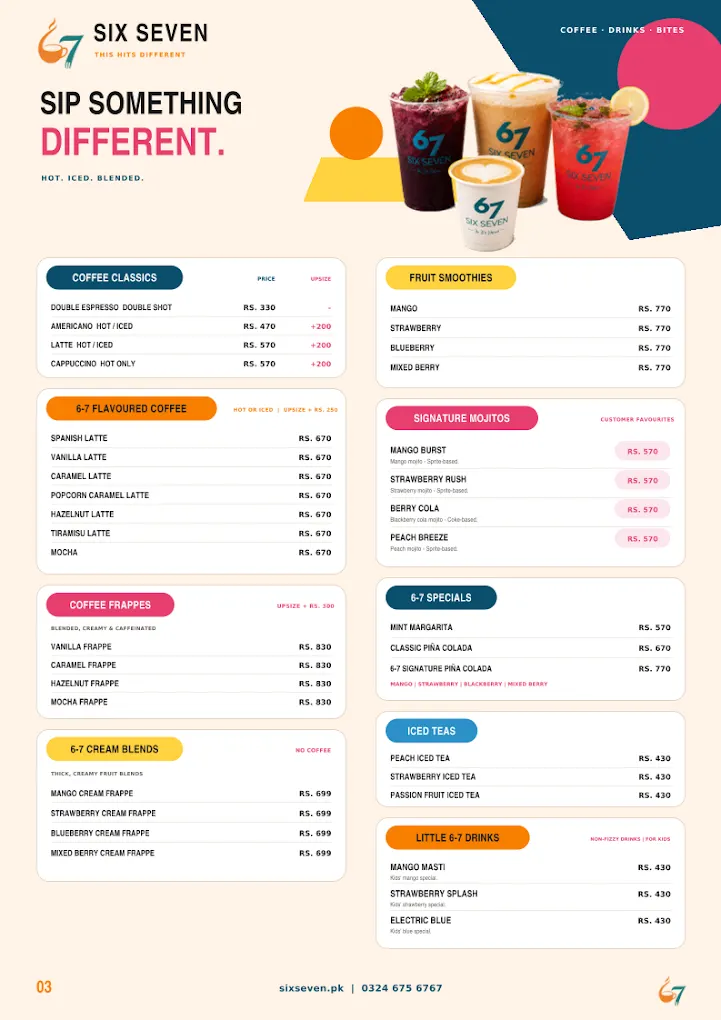67 - Six Seven menu, page 1