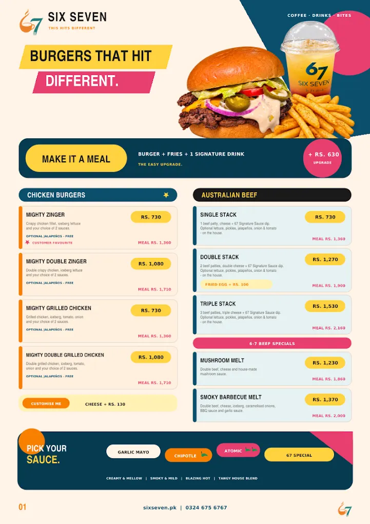 67 - Six Seven menu, page 3