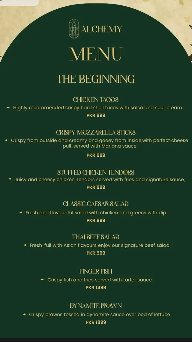 Alchemy menu, page 1