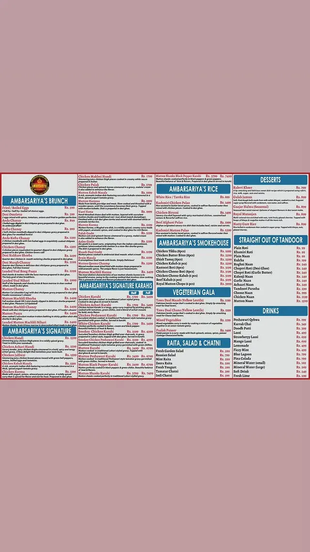 Ambarsariya Restaurant menu, page 1