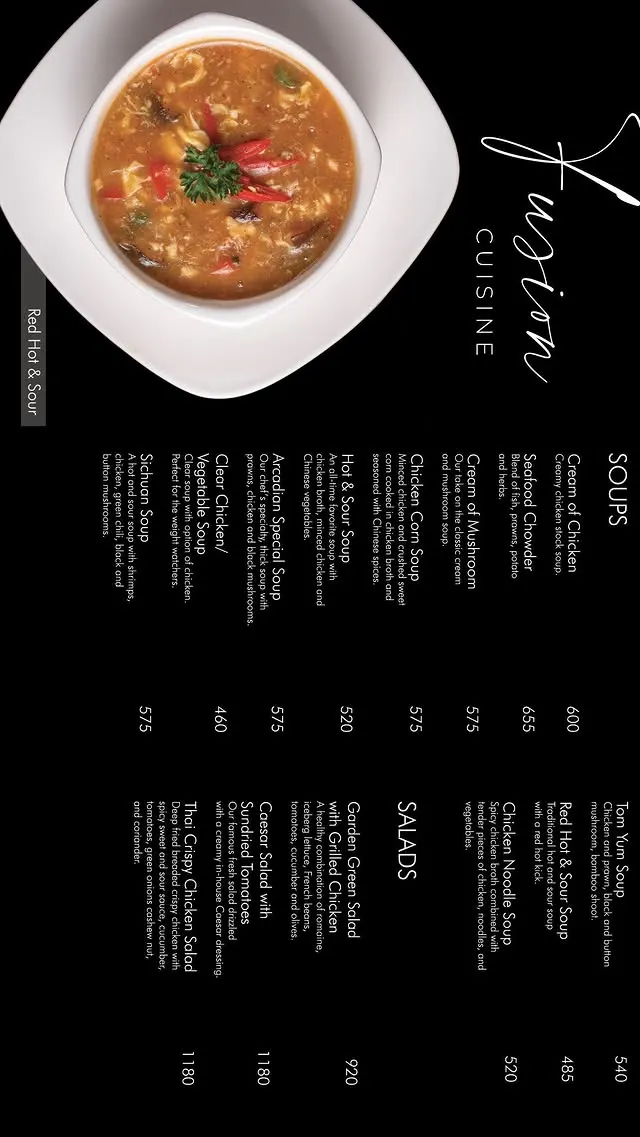 Arcadian Cafe Raya menu, page 1