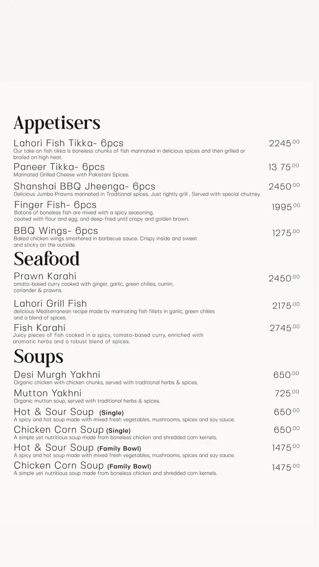 Bagh - Gold Crest Mall menu, page 1