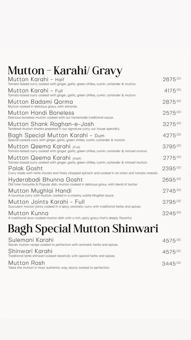 Bagh - Gold Crest Mall menu, page 4