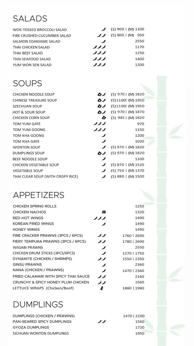 Bamboo Union DHA Phase 5 menu, page 1