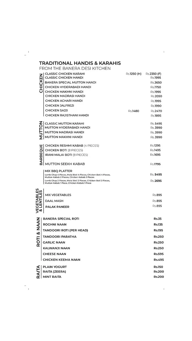 Banera Rooftop Restaurant menu, page 2