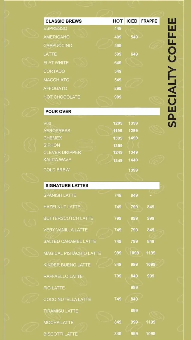 Baraza Coffee menu, page 1