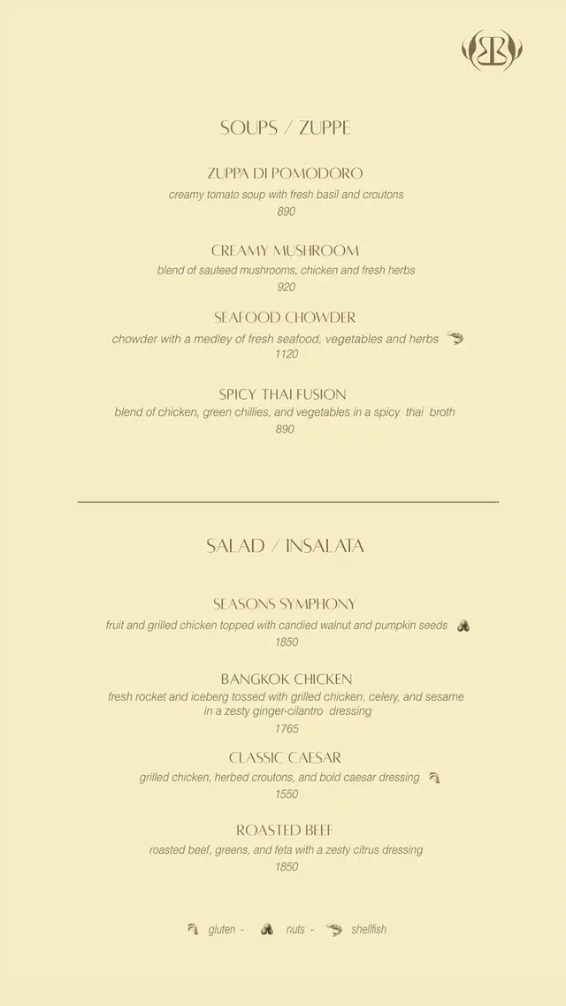 Basilico by Sara menu, page 1