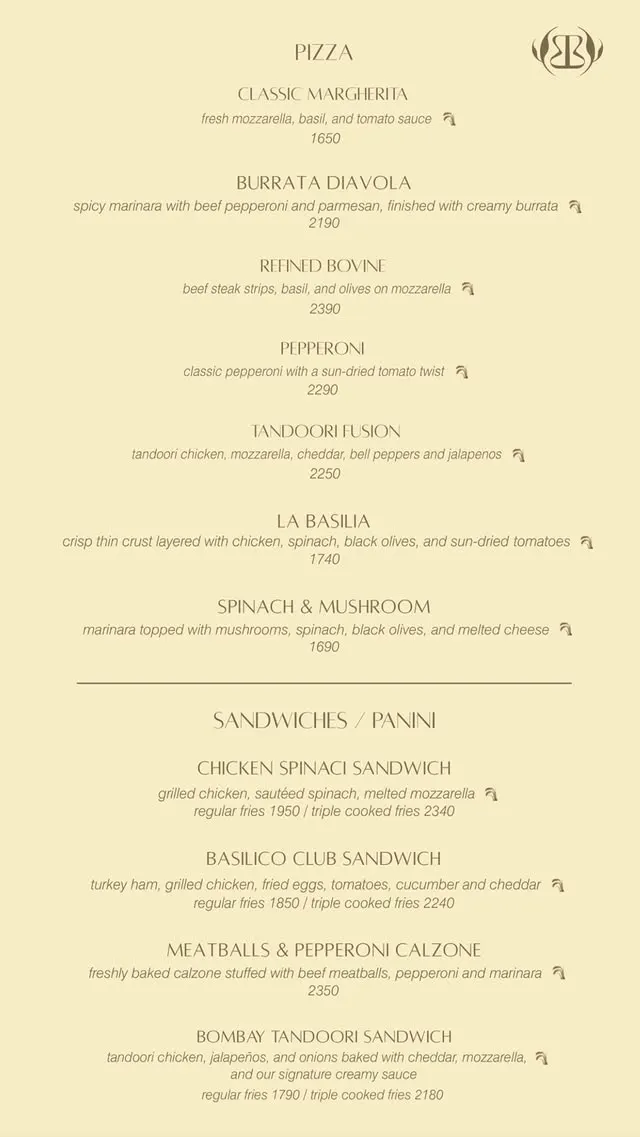 Basilico by Sara menu, page 2