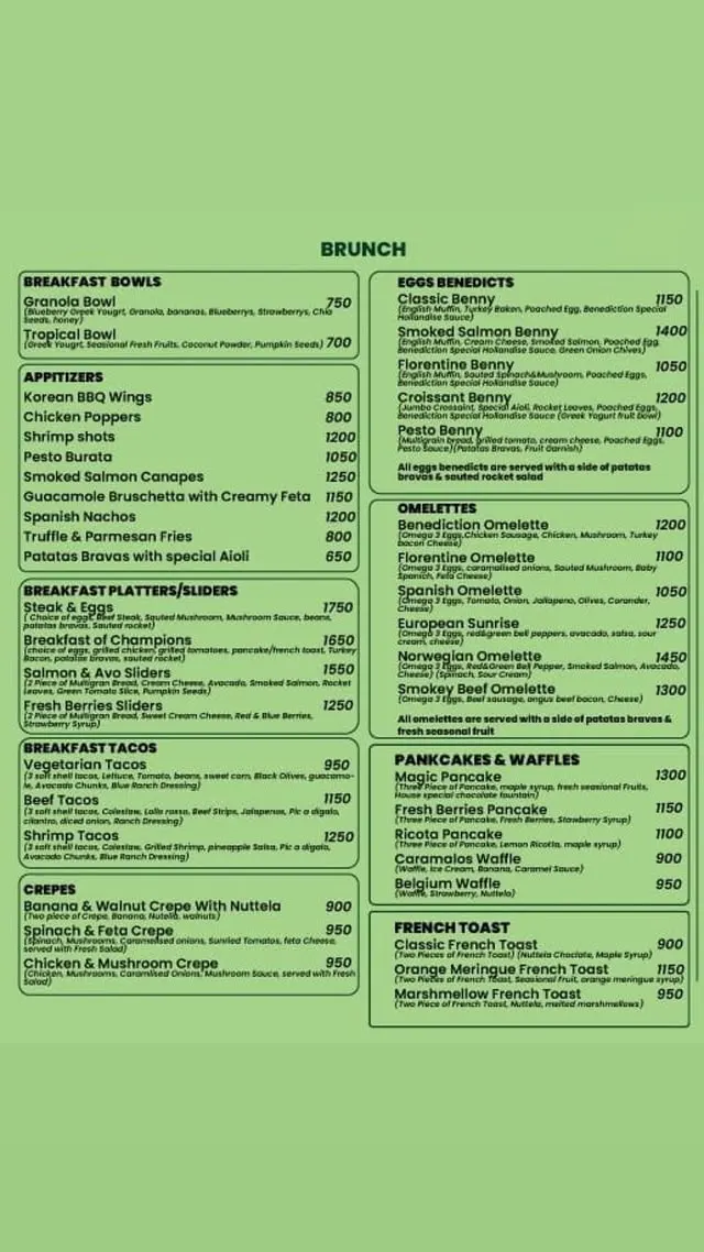 Benediction menu, page 1