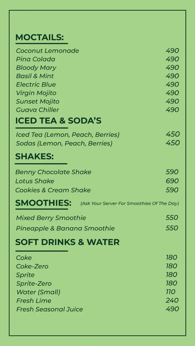Benediction menu, page 4