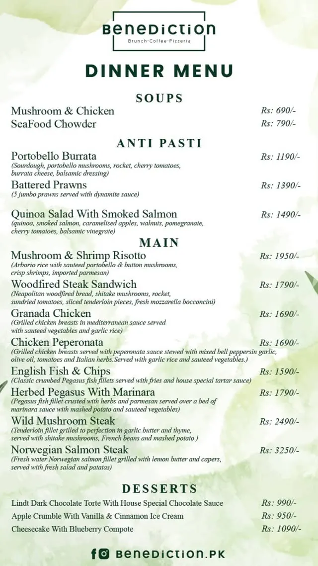 Benediction menu, page 5