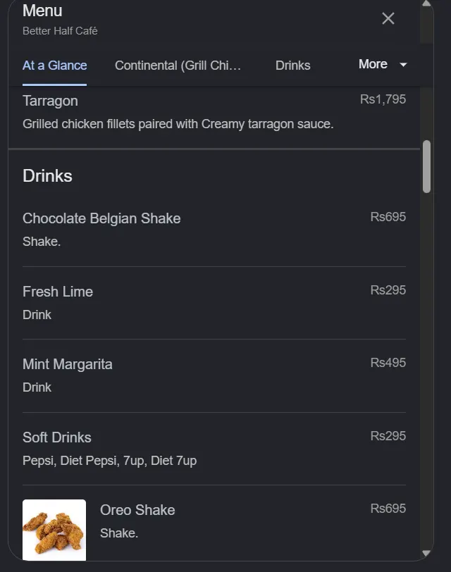 Better Half Cafe menu, page 3