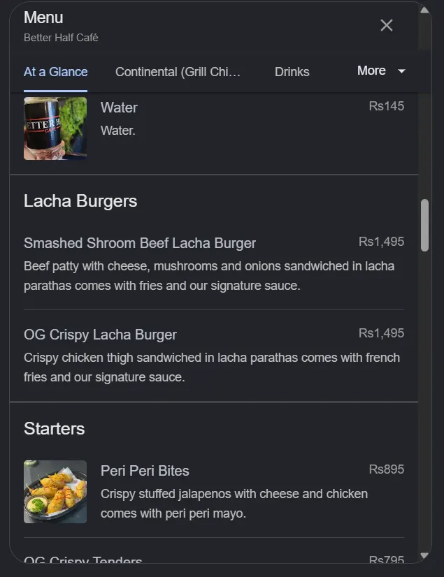Better Half Cafe menu, page 4