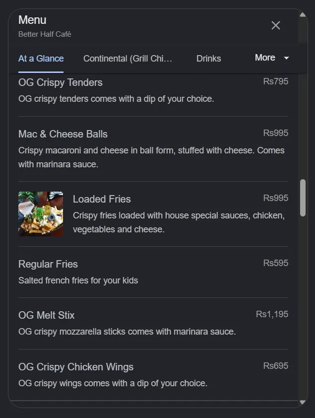 Better Half Cafe menu, page 5