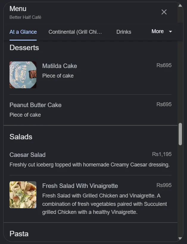 Better Half Cafe menu, page 6