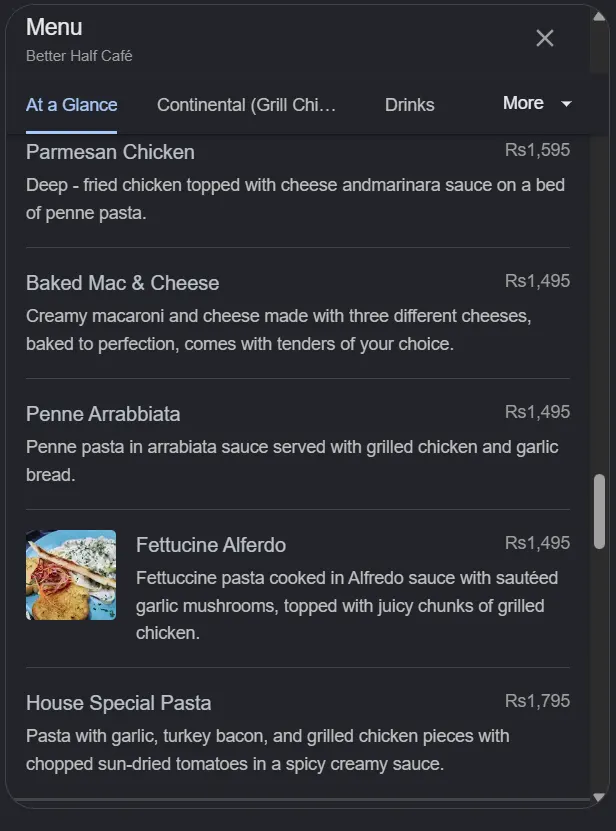 Better Half Cafe menu, page 7