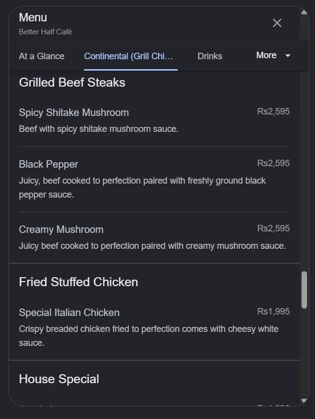 Better Half Cafe menu, page 8