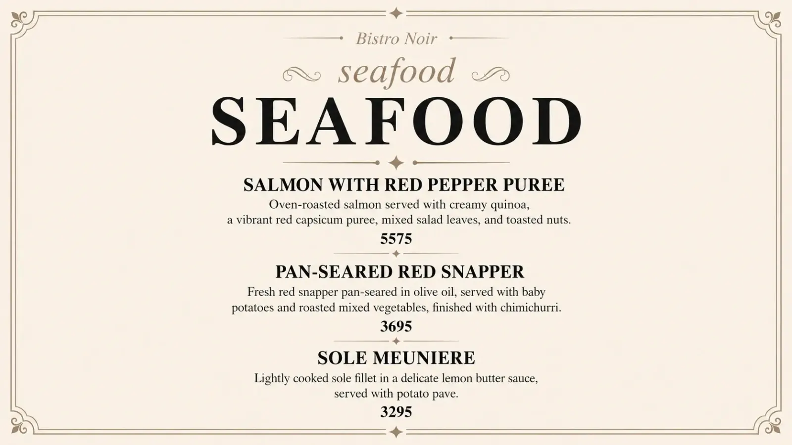 Bistro Noir Lahore menu, page 1