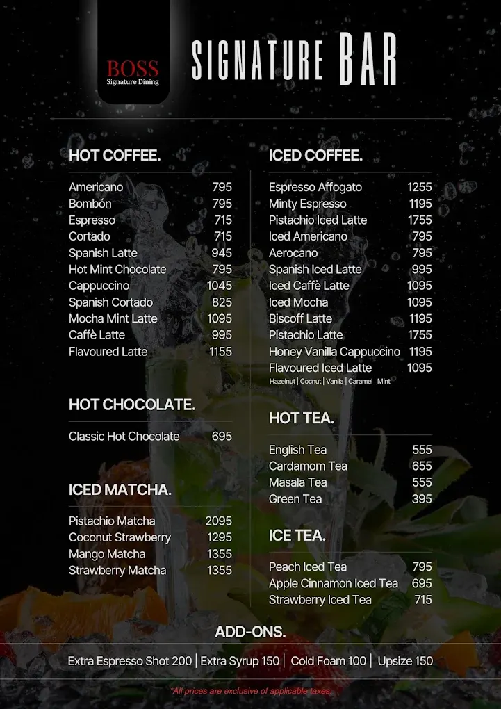 Boss Signature Dining menu, page 3