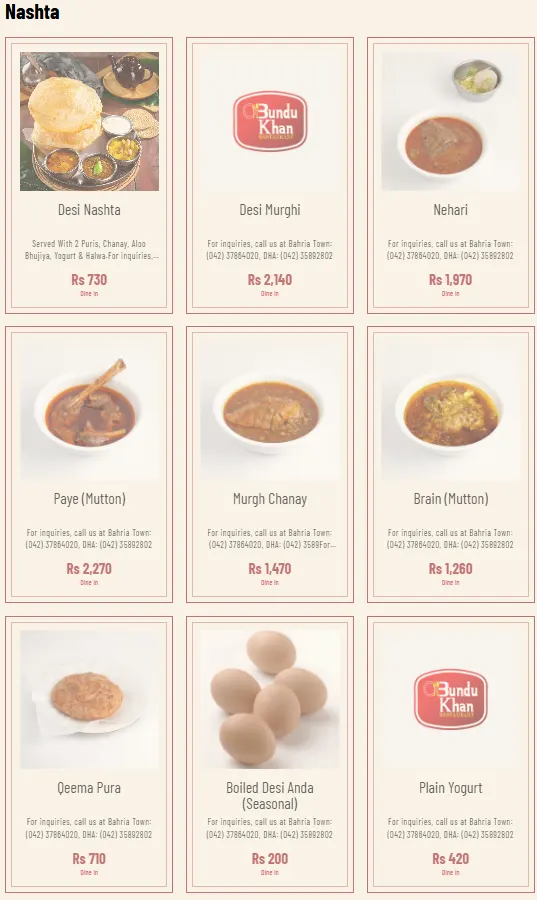 Bundu Khan Fortress Stadium menu, page 1