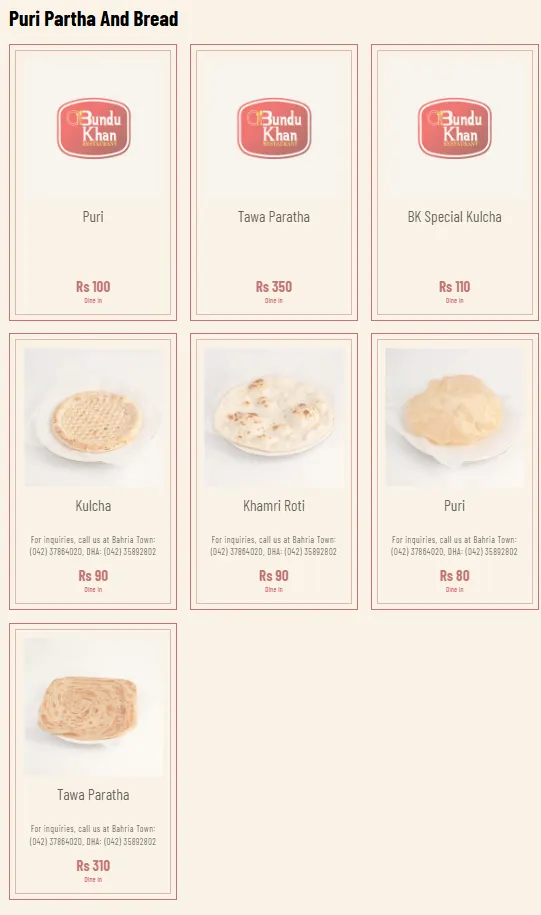 Bundu Khan Fortress Stadium menu, page 2