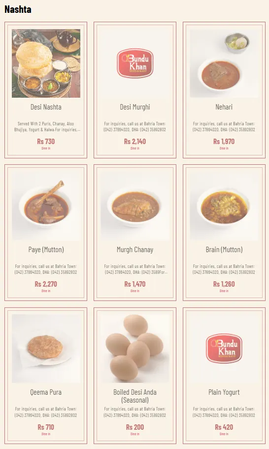 Bundu Khan Liberty menu, page 1