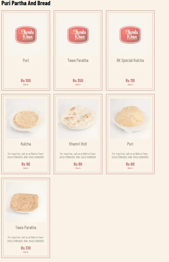 Bundu Khan Liberty menu, page 2