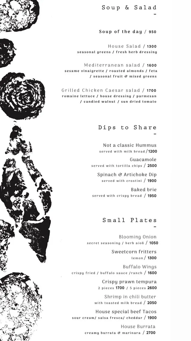 Cafe Brie menu, page 1