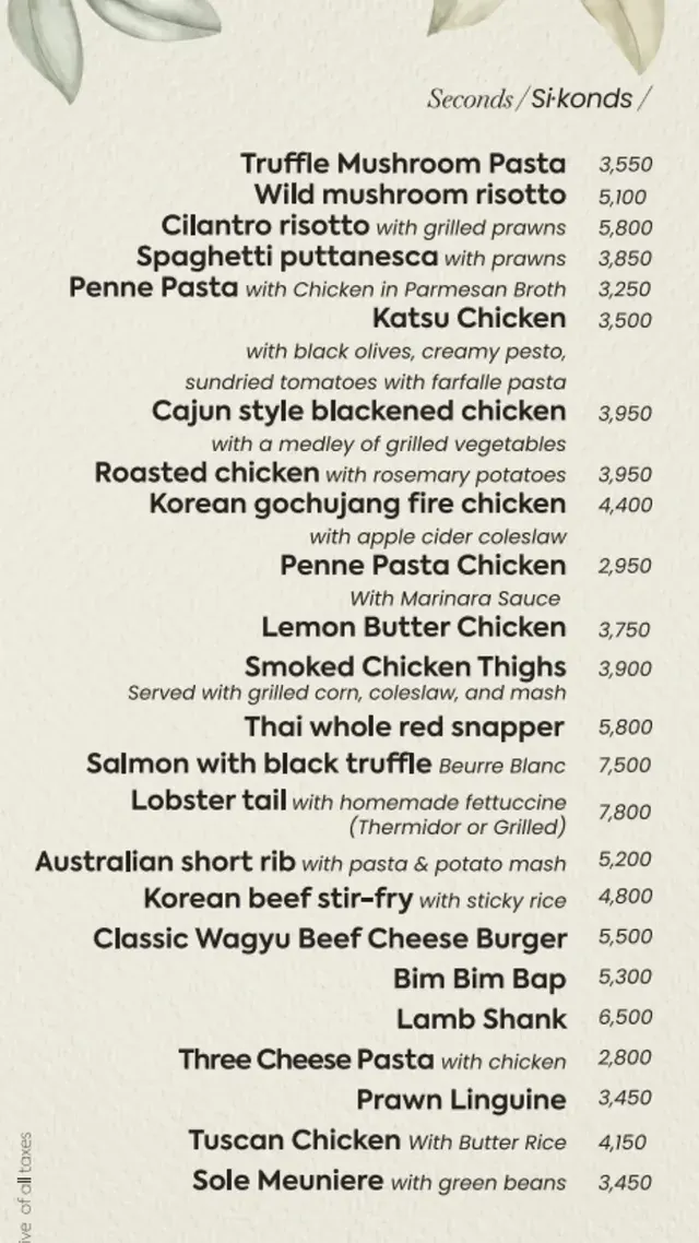 Caviar Club menu, page 2