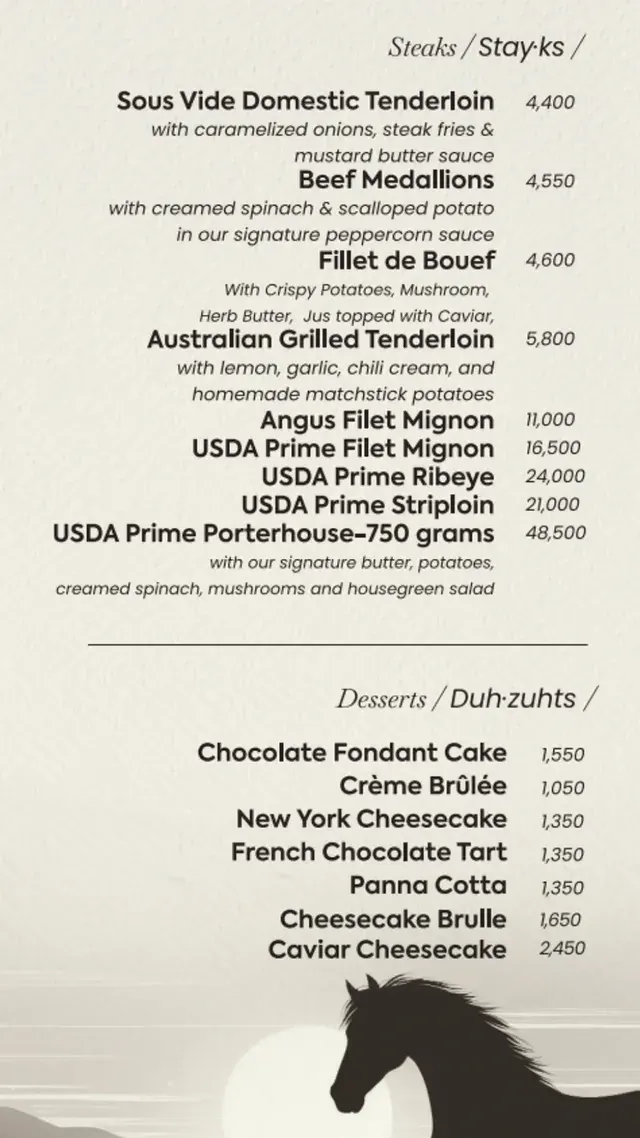 Caviar Club menu, page 3
