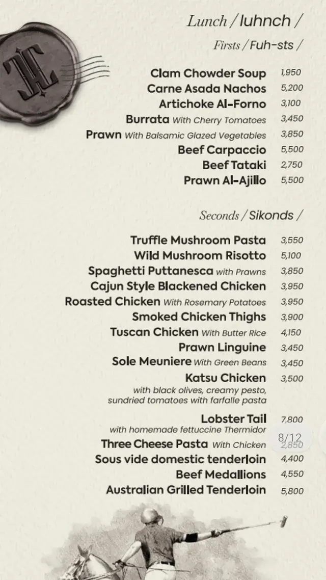 Caviar Club menu, page 6
