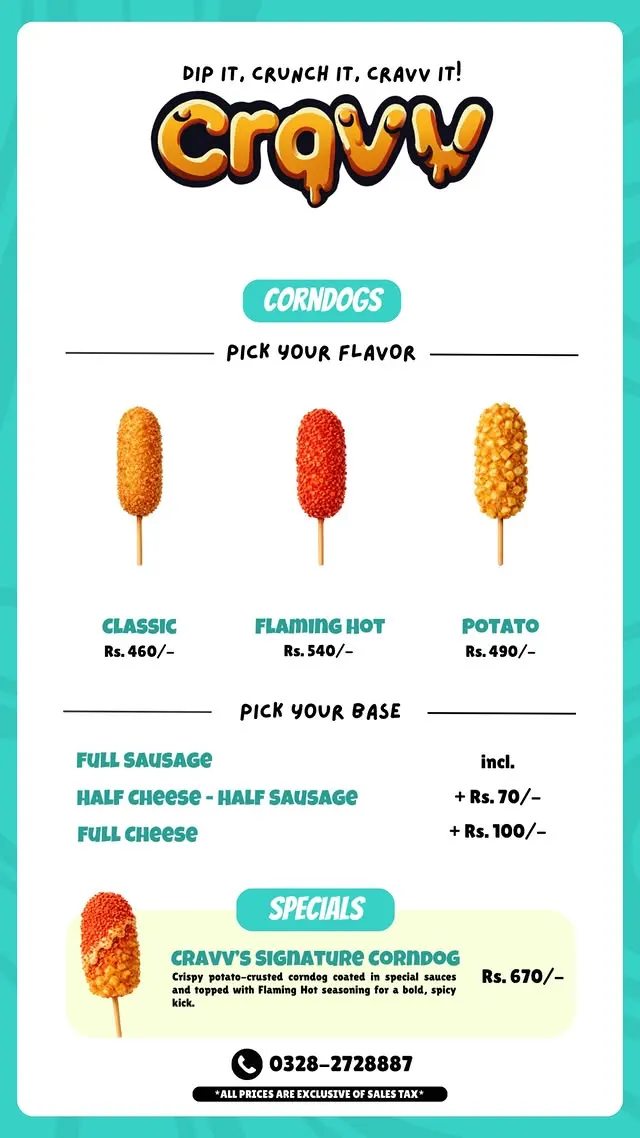 Cravv DHA Phase 5 menu, page 1