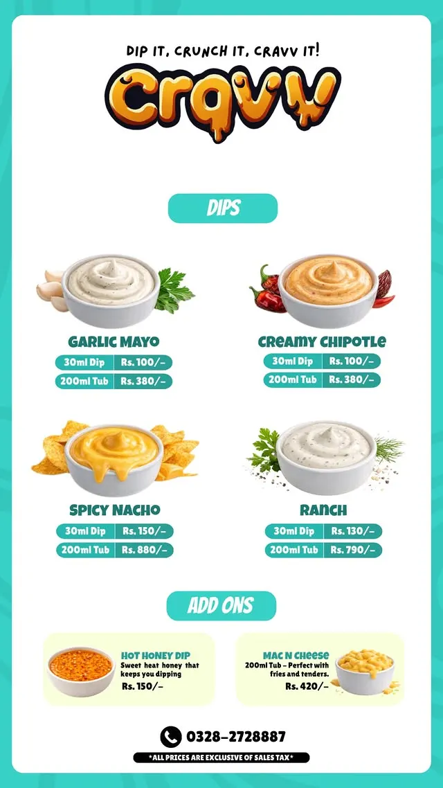 Cravv DHA Phase 5 menu, page 5