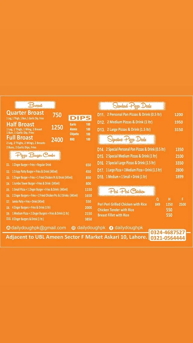 Daily Dough Pizza menu, page 2