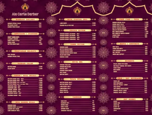 Darbar Rooftop Restaurant menu, page 2